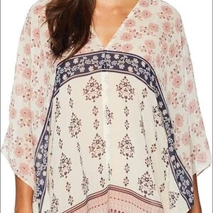 Floral Print Women's Poncho Top NWT